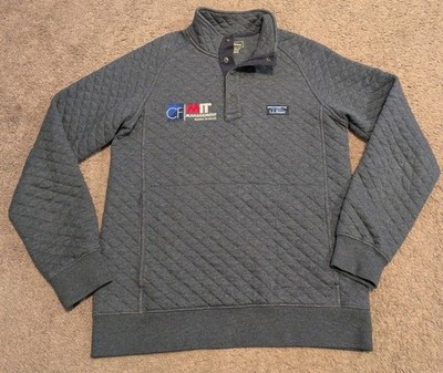 L.L. Bean Blue Quilted Snap Henley Mock Neck Pullover Sweatshirt 509332 Men's S