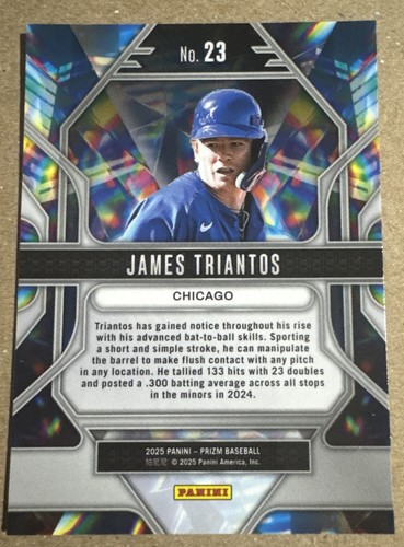 James Triantos 2025 Panini Prizm Prizmatic #23 Chicago Cubs - 第 2/2 張圖片