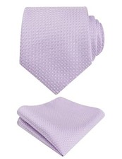 Mens Solid Color Tie with Pocket Square 3.15inches Necktie Set 140-lilac