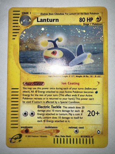 2003 Pokemon Lanturn Holo Rare SWIRL! E Reader Aquapolis H15/H32 WOTC