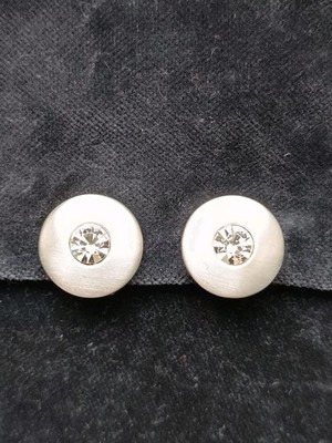 David Grau Clip-Ohrringe   Designer Schmuck   Silberfarben mit Strass   ca. 13 g