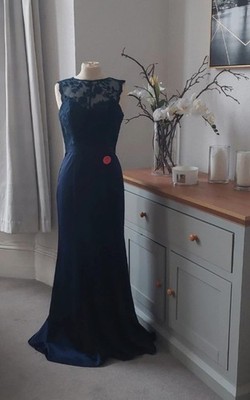 Chi Chi London Women's Blue/Navy Long Sleeve Lace Dress   Size 10
