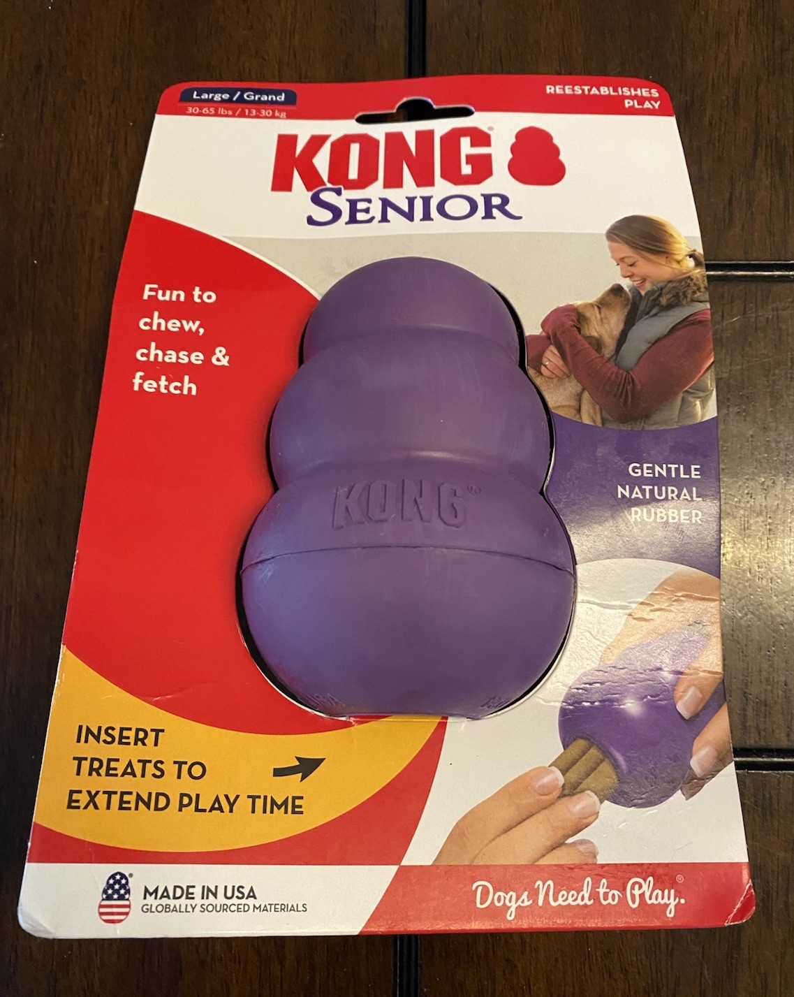 NEW - Kong Senior HD Dog Toy - Large 30-65 Lb. Older Dogs - 