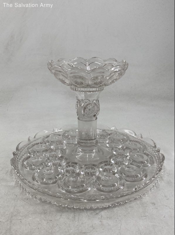Clear Crystal Moon And Stars Round Shaped Decorative Pedestal Cake Stand
