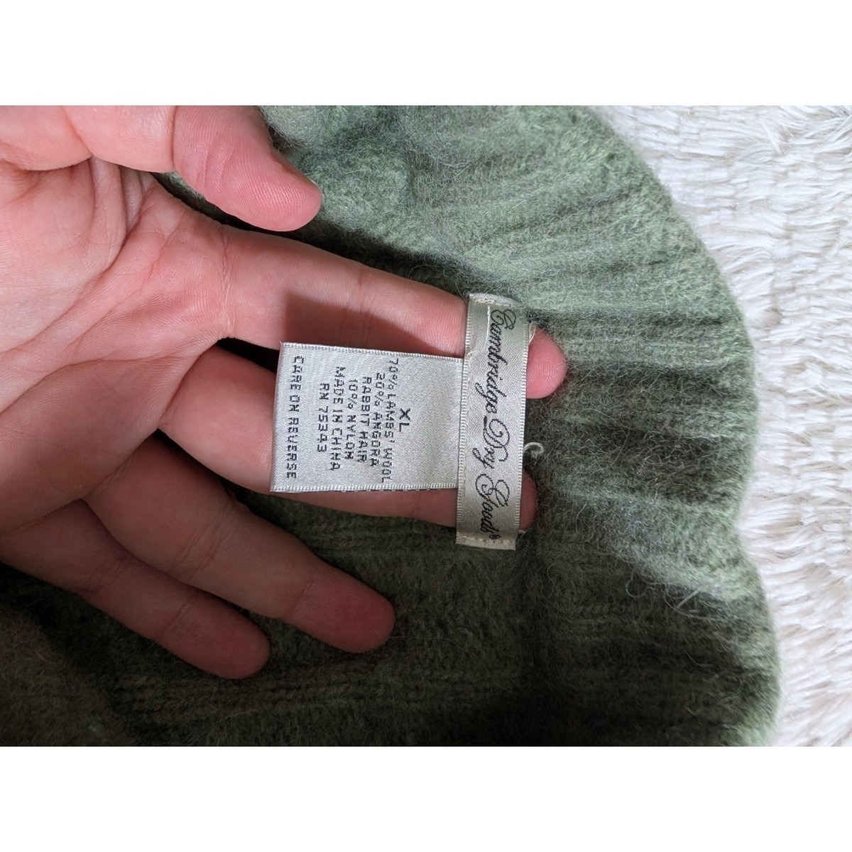 Cambridge Dry Goods Textured Lambs' Wool And Rabbit Blend Sage Zip-Up Cardigan View 5