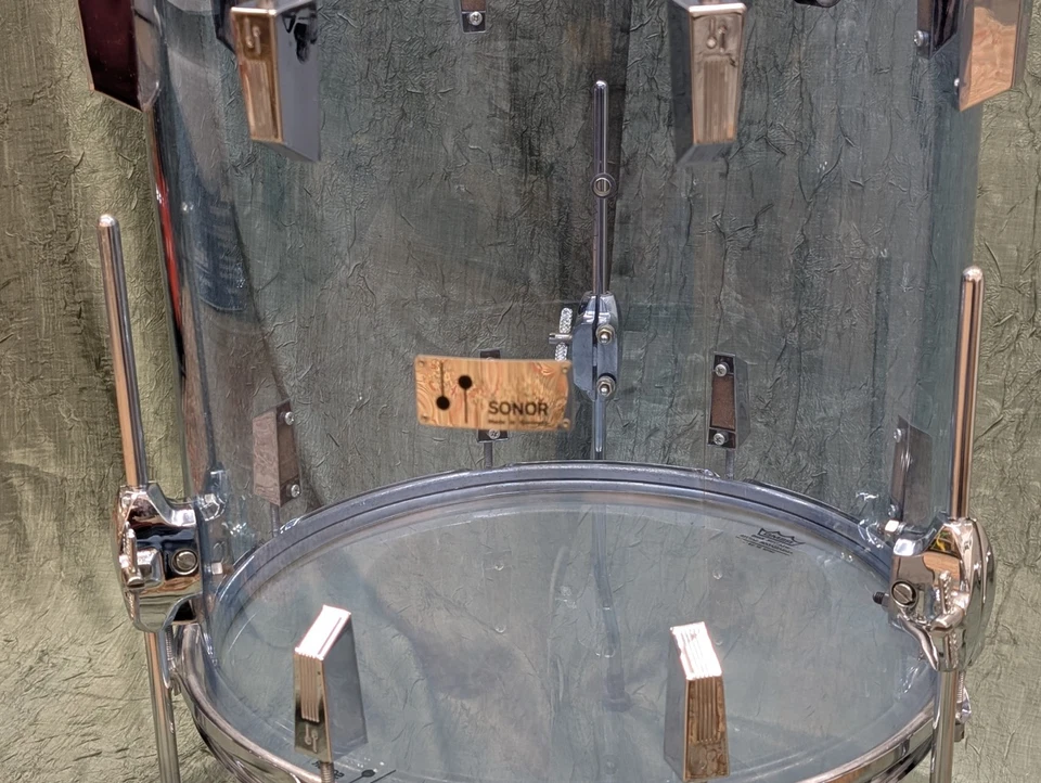 Tambor Tom de piso acrílico fónico campeón acrílico Sonor azul vintage años 70 16 X 16 Foto 4 de 4