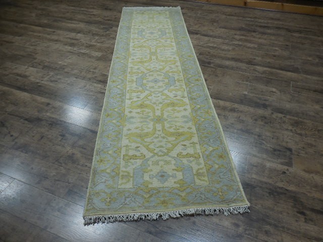 Turkish Oushak Rug,Modern Multicolored Area Rug,Handmade Bohemian Rug 2.7x10 Ft