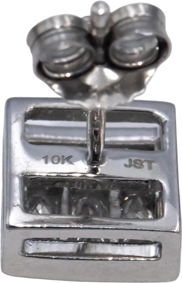 10k White Gold Princess Cut Diamond Cluster Square Stud Earrings 1.0CT - Image 3 of 4