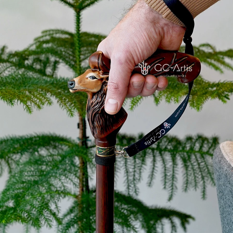 Олень ручной работы трость, уникальный ручной резьбы туристическая палка подарок для мужчин - Изображение 4 из 4