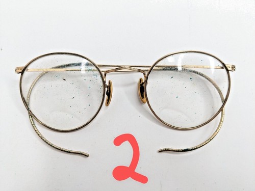Antique 1/10 12K GF Gold Filled Wire Eye Glasses Aviator, regular, octagonal - Picture 2 of 10