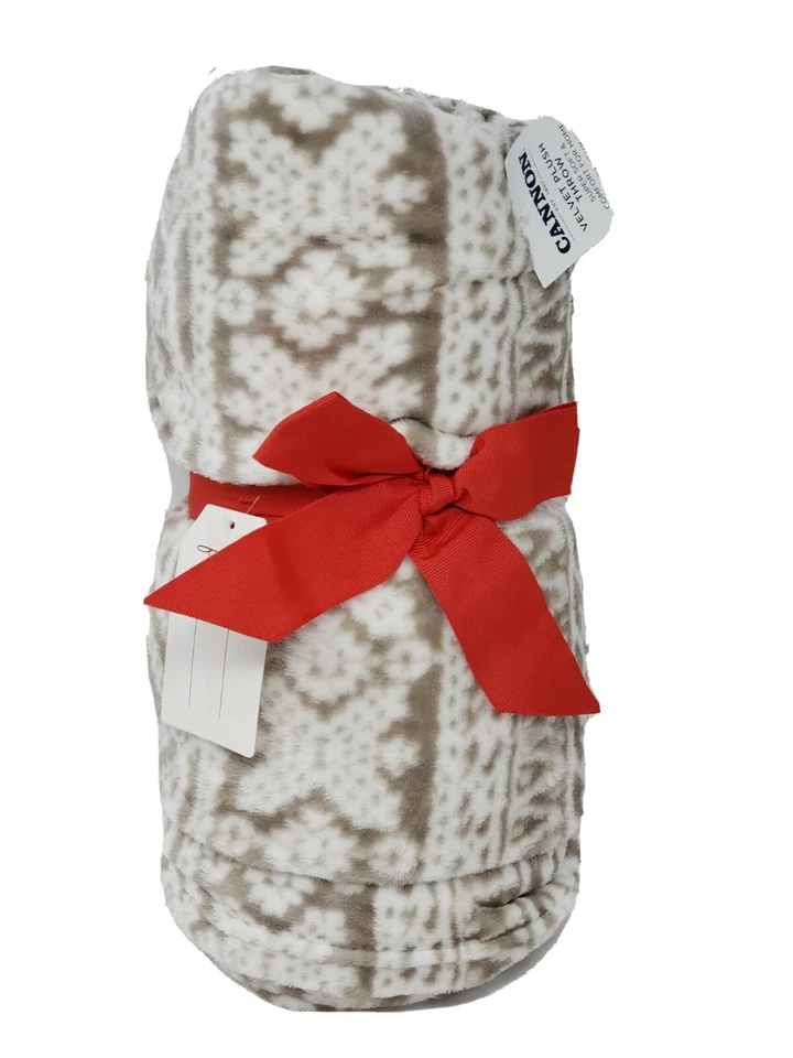 Плюшевое плед Cannon Velvet Touch 50 X 70 дюймов светло-коричневый племенной дизайн мягкое - Изображение 3 из 4