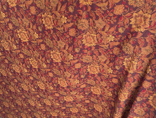Crate and Barrel Baroque 126x66 Fall Floral Leaf Tapestry Tablecloth Fringe Ends - Picture 10 of 17