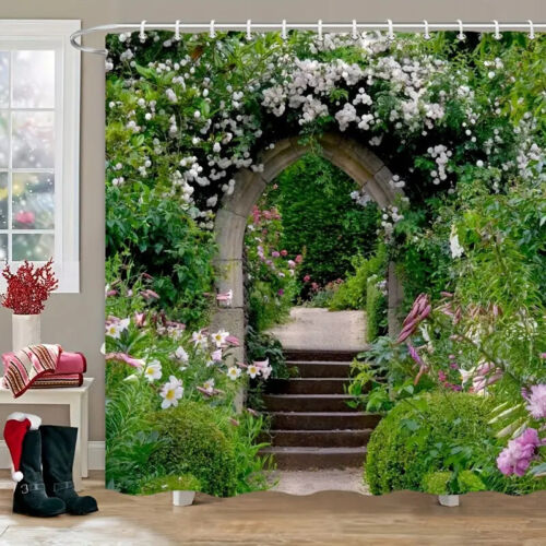 Blumenrebe Garten Wasserdicht Stoff Duschvorhang Mehrere Größen - Bild 1 von 18
