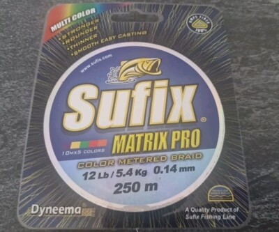 Sufix Matrix Pro Color Metered Braid Geflochtene Schnur 0,14mm 250m 5,4kg