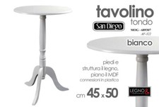 TAVOLO TAVOLINO SAN DIEGO TONDO IN LEGNO BIANCO SALOTTO GIARDINO MOG-689307