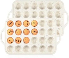 CAKETIME Mini Muffin Pan, Metal Reinforced Frame Mini Cupcake Pans 24 Cups No...