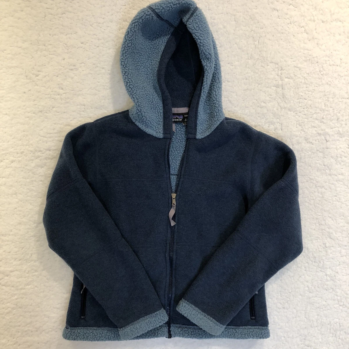 Vintage Patagonia Rhythm Blue Deep Pile Hoodie Fleece Jacket Size