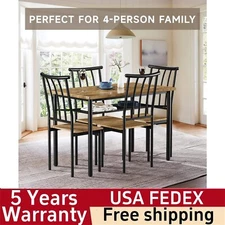 ✅5 Piece Dining Table Set for 4 Kitchen Table and Chairs with Storage Rack Metal