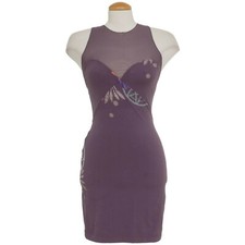 FREE PEOPLE Purple Ikebana Stretch Cotton Floral Sleeveless Bodycon Dress XS