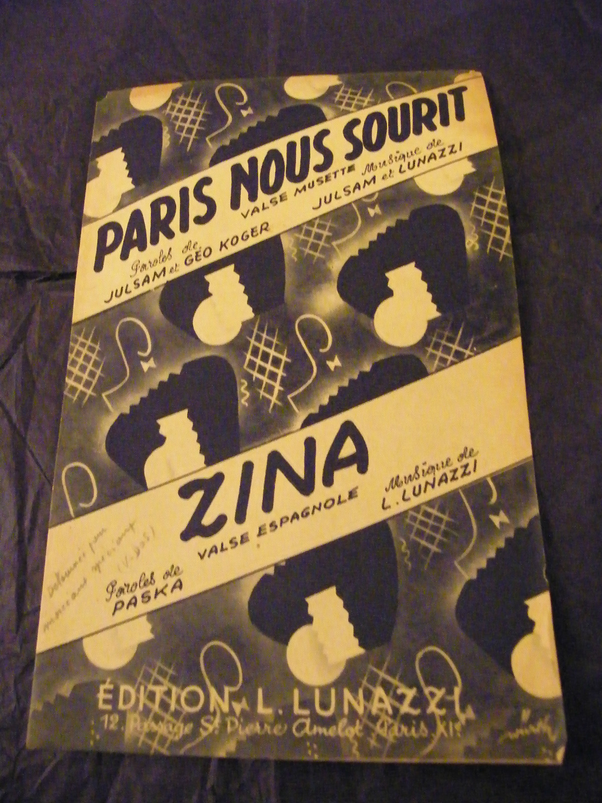 Partition Paris Nous Sourit Julsam Lunazzi Zina Music Sheet