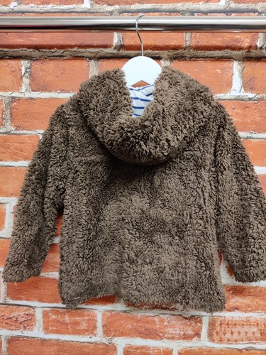 BODEN JACKET AGE 2-3 YEARS BROWN TEDDY FLEECE COAT LIGHT TOGGLE KIDS 98CM BOYS - Picture 2 of 3
