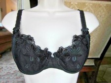 Vintage 90's Victoria's Secret Black Mesh Floral Underwire lightly lined 36 C