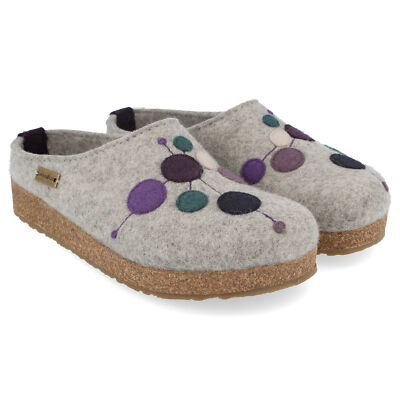 Haflinger Grizzly Faible Hausschuhe aus reinem Wollfilz mit Applikation Unisex 