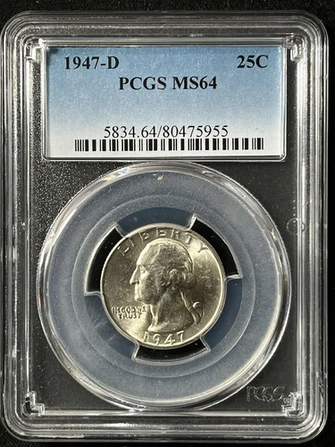 1947-D  25C Washington Quarter Dollar PCGS MS64  80475955