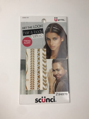 Scunci Hair & Body Tattoo Gold Arrows Assorted (2 Sheets) 20457-A3