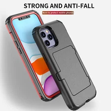 Credit Card Holder Shockproof Hybrid Case Fr iPhone 17 16 15 14 13 Pro Max 12 11