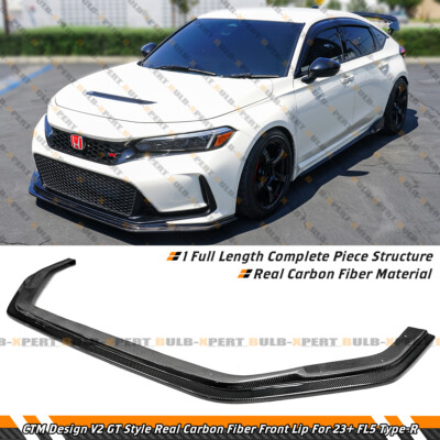 #ad #ad For 2023 26 Honda Civic Type R FL5 CTM V2 Carbon Fiber Front Bumper Lip Splitter $419.99