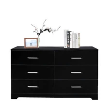 6 Drawer Dresser Double Chest of Drawers Modern  Storage Organizer for Bedroom