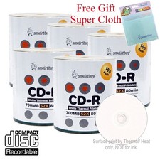 500 Smartbuy CD-R 52X White Thermal Hub Printable Disc  FREE Micro Fiber Cloth