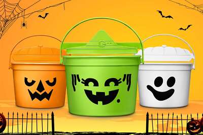 2022 McDONALD'S Halloween Bucket Pail Classic Boo Buckets HAPPY