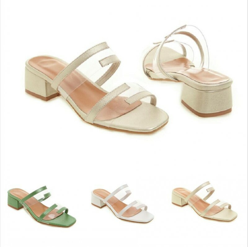 PANTOFOLA D’ORO Sandali da donna tacco basso pantofole punta aperta scarpe trasparenti taglia 34 39 B