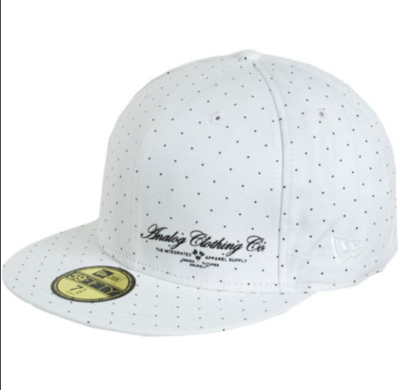 white flat brim hat