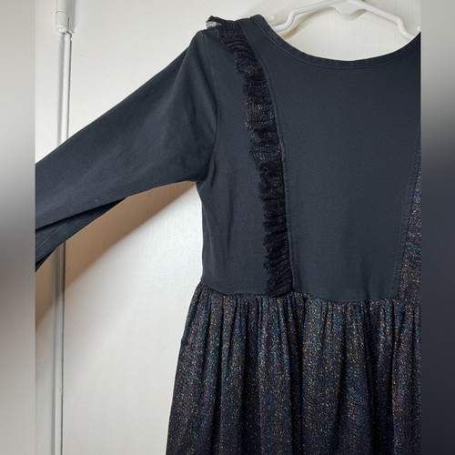 Hanna Andersson Black Multicolor Shimmer Iridescent Long Sleeve Dress Size US 5 - Picture 2 of 13
