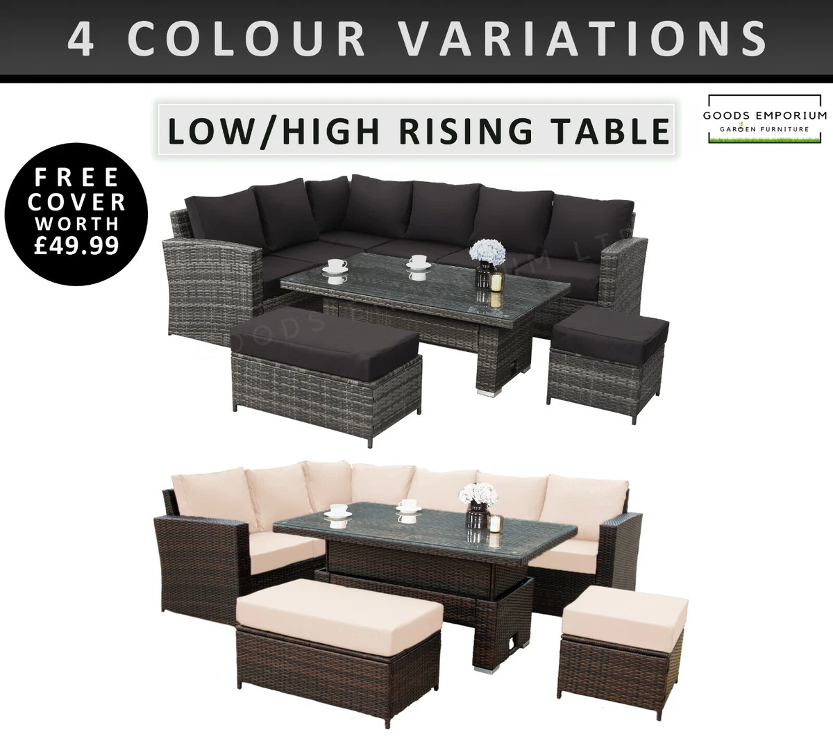 Rattan Corner Garden Furniture Set 9 Seater Outdoor Sofa