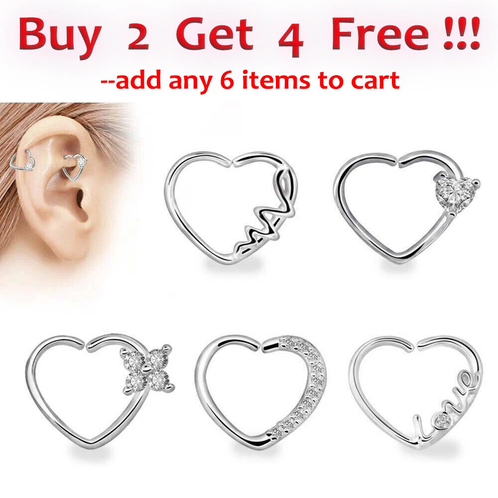 Heart nose ring cuff deals
