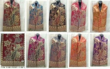 Soft Metallic Shiny Double Layer Reversible Pashmina Shawl Wrap Scarf Stole 2Ply