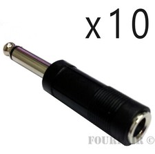 10 Pack Lot 1/4" Stereo Female Jack to 1/4" 6.35mm Mono Male Plug Audio Adapter