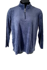 Denim & Co. Comfort Zone Velour Half-Zip Tunic Indigo