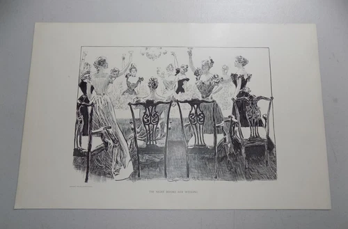 1897 GIBSON GIRL Print THE NIGHT BEFORE HER WEDDING, b/w  DON’T KNOW TOMMY ATKIN