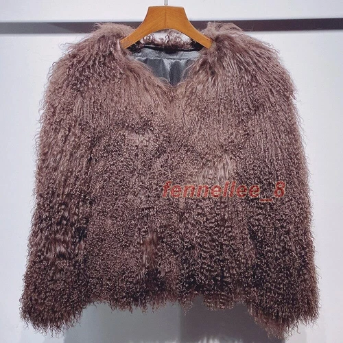 Damen-Kurzmantel echtes mongolisches Lamm Schaf lockiges Fell Jacke Winter warm Oberbekleidung - Bild 19 von 38