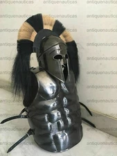 Medieval Muscles Armour Jacket Roman With Helmet & Long Plume HALLOWEEN