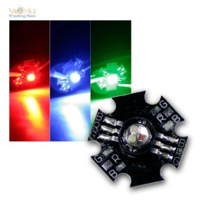 5 x Highpower RGB LED, rot grün blau, Power LED FULLcolor 3W, auf Star Platine