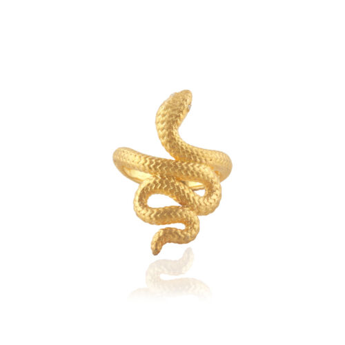 18k Gold Plated Snake Wrap Designer Rings Handmade Women's Animal Jewelry Gift - Picture 2 of 6