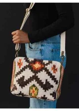PANACHE APPAREL TAN AND BROWN AZTEC CROSSBODY-WINTER 2023
