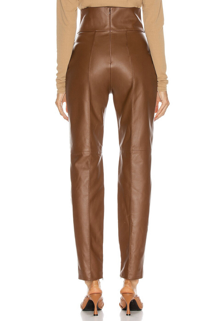 Alexandre Vauthier Leather Pants Spice Brown High Waisted
