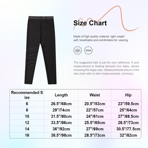 Kids Girls High Waist Sparkly Rhinestones Figure Skating Athletic Dance Pants - Picture 24 of 37